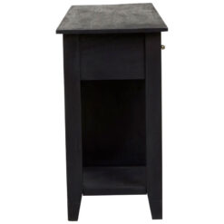 Boho Black Solid Mango Wood 3 Drawer Console Table With Wine Rack