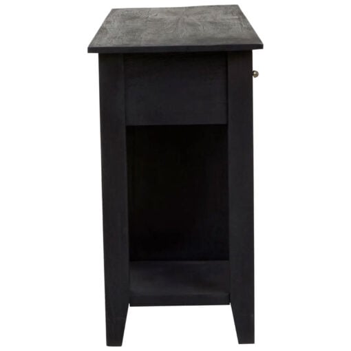 Boho Black Solid Mango Wood 3 Drawer Console Table With Wine Rack