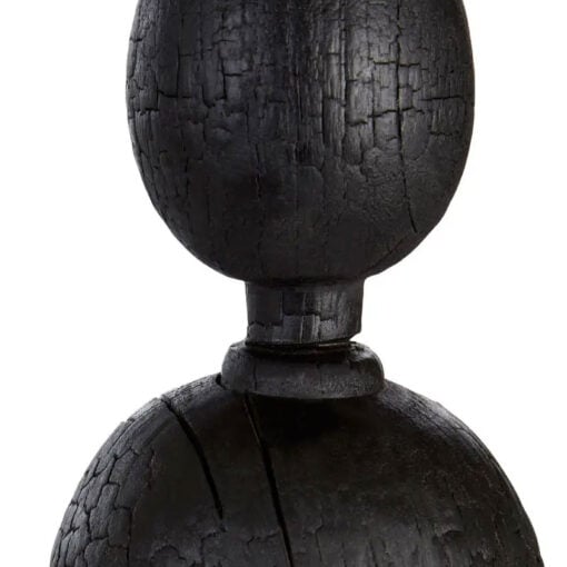 Boho Black Solid Mango Wood Abstract Finial Sculpture Home Decor Accessory 52cm