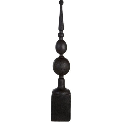 Boho Black Solid Mango Wood Abstract Finial Sculpture Home Decor Accessory 52cm