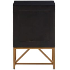 Boho Black Solid Mango Wood And Gold Metal 3 Drawer Bedside Cabinet Side Table