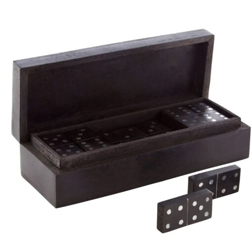 Boho Black Solid Mango Wood Dominos Game Set 20cm