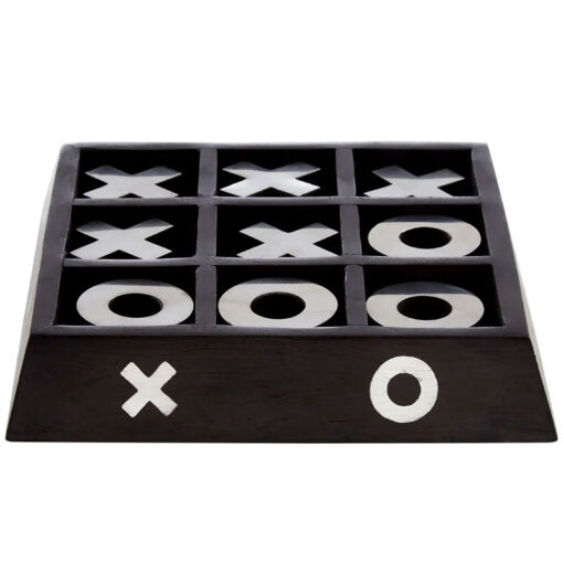 Boho Black Solid Mango Wood Noughts And Crosses Game 18cm
