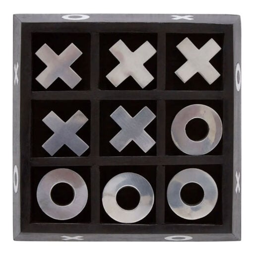 Boho Black Solid Mango Wood Noughts And Crosses Game 18cm