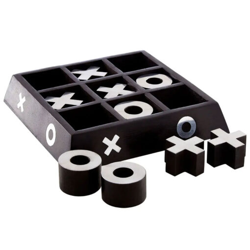 Boho Black Solid Mango Wood Noughts And Crosses Game 18cm