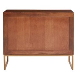 Boho Brown Solid Mango Wood And Gold Metal Herringbone Sideboard 90cm