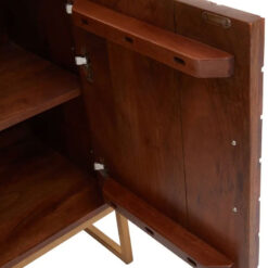 Boho Brown Solid Mango Wood And Gold Metal Herringbone Sideboard 90cm