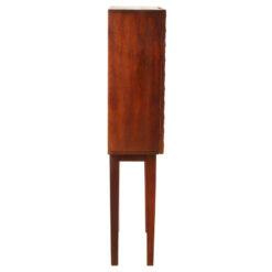 Boho Carved Scale Pattern Solid Mango Wood Tall 2 Door Cabinet 140cm