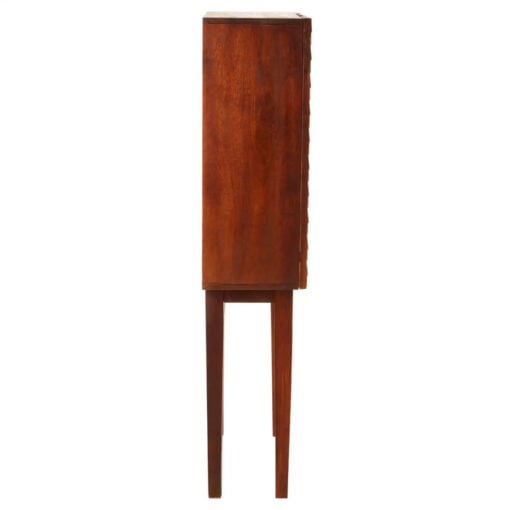 Boho Carved Scale Pattern Solid Mango Wood Tall 2 Door Cabinet 140cm