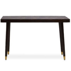 Boho Dark Brown Solid Mango Wood And Gold Metal Geometric Console Table