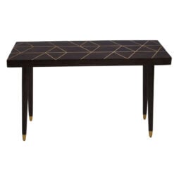 Boho Dark Brown Solid Mango Wood And Gold Metal Geometric Console Table