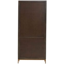 Boho Dark Grey Solid Mango Wood And Gold Metal Large Tall Display Cabinet Bookcase 200cm