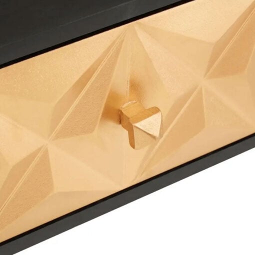 Boho Geometric Carved Gold And Black Solid Mango Wood Console Table