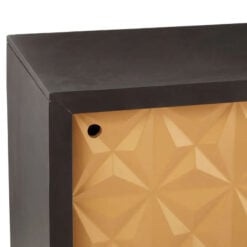 Boho Geometric Carved Gold And Black Solid Mango Wood Large Sideboard 160cm