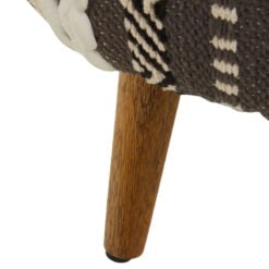 Boho Grey And White Textured Cotton And Solid Mango Wood Stool Footstool
