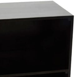 Boho Herringbone Black Solid Mango Wood And Gold Metal Display Cabinet Sideboard