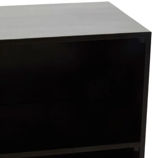 Boho Herringbone Black Solid Mango Wood And Gold Metal Display Cabinet Sideboard