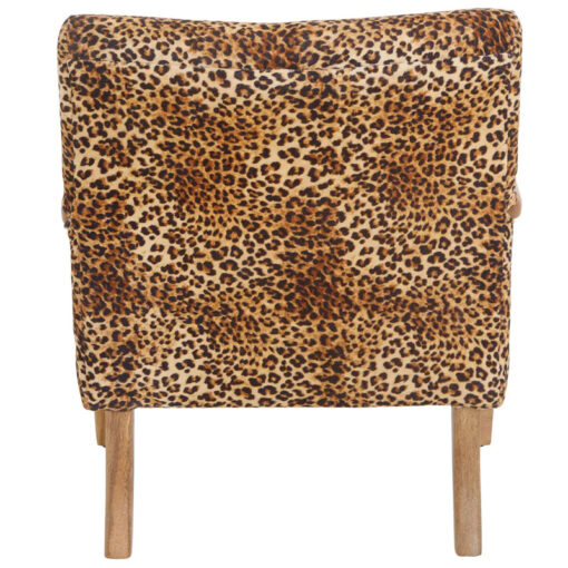 Boho Leopard Print And Solid Mango Wood Armchair Accent Chair