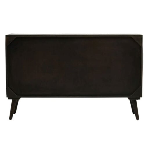 Boho Mid Century Black Solid Mango Wood And Gold Metal Sideboard 130cm