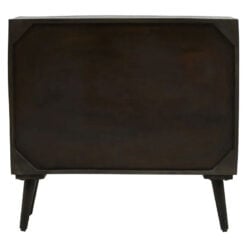 Boho Mid Century Black Solid Mango Wood And Gold Metal Small Sideboard Cabinet