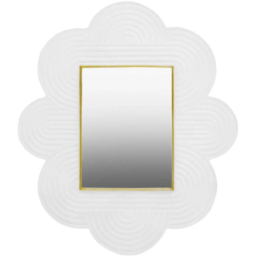 Boho Quatrefoil White Mango Wood And Gold Metal Large Wall Mirror 122cm
