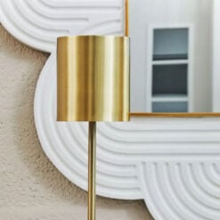 Boho Quatrefoil White Mango Wood And Gold Metal Large Wall Mirror 122cm
