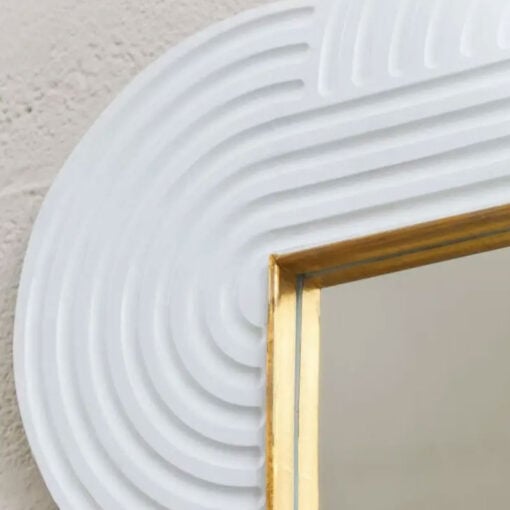 Boho Quatrefoil White Mango Wood And Gold Metal Large Wall Mirror 122cm