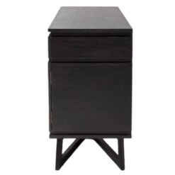 Boho Rustic Black Mango Wood Carved 3 Door 2 Drawer Sideboard 140cm