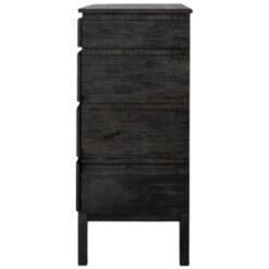 Boho Rustic Black Mango Wood Carved 4 Drawer Chest Of Drawers