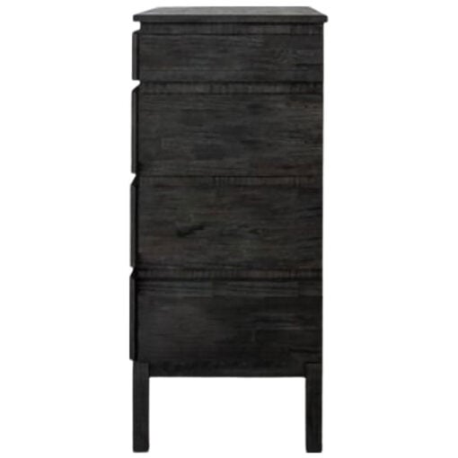 Boho Rustic Black Mango Wood Carved 4 Drawer Chest Of Drawers