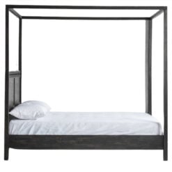 Boho Rustic Black Mango Wood Carved 4 Poster King Size Bed Frame 161cm