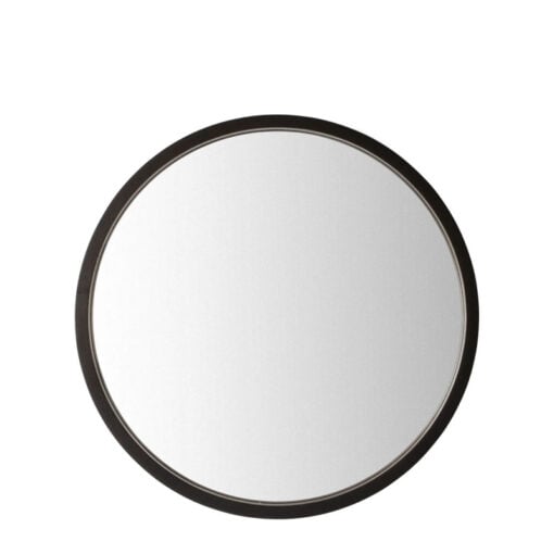 Boho Rustic Black Mango Wood Carved Large Wall Mirror 90cm