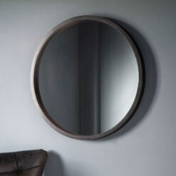 Boho Rustic Black Mango Wood Carved Large Wall Mirror 90cm