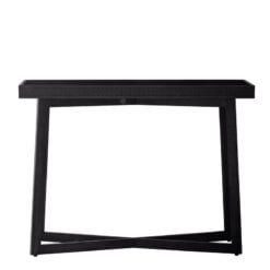 Boho Rustic Black Mango Wood Carved Tray Top Console Table 110cm