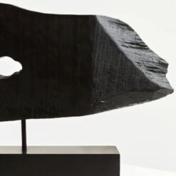 Boho Rustic Black Solid Mango Wood Abstract Horizontal Slice Sculpture Home Decor Accessory 76cm