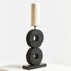 Boho Rustic Black Solid Mango Wood Abstract Log Candle Holder Home Decor Accessory 40cm