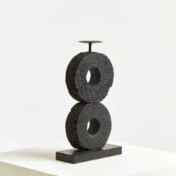 Boho Rustic Black Solid Mango Wood Abstract Log Candle Holder Home Decor Accessory 40cm