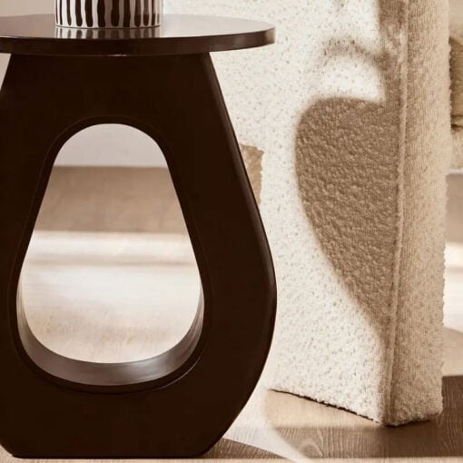 Boho Rustic Black Solid Mango Wood Horseshoe Cutout Side Table