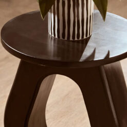 Boho Rustic Black Solid Mango Wood Horseshoe Cutout Side Table