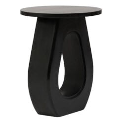 Boho Rustic Black Solid Mango Wood Horseshoe Cutout Side Table