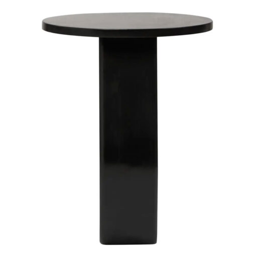 Boho Rustic Black Solid Mango Wood Horseshoe Cutout Side Table