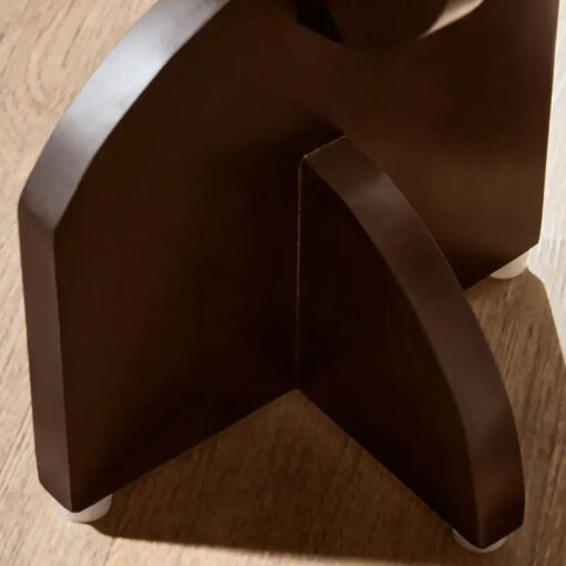 Boho Rustic Black Solid Mango Wood Sculpted Abstract Side Table