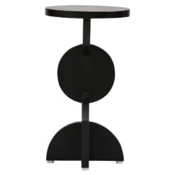 Boho Rustic Black Solid Mango Wood Sculpted Abstract Side Table