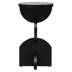 Boho Rustic Black Solid Mango Wood Sculpted Abstract Side Table