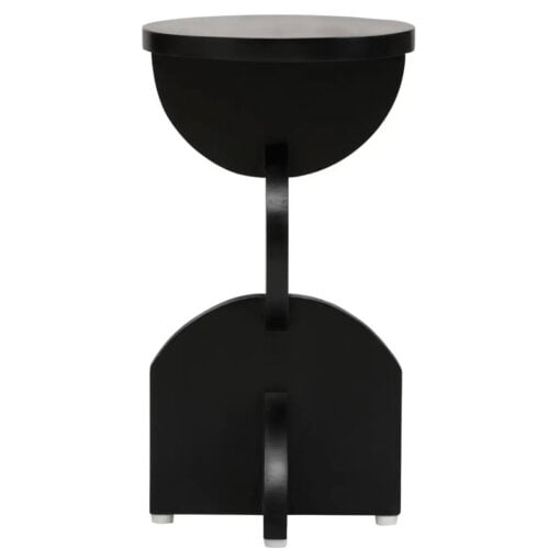 Boho Rustic Black Solid Mango Wood Sculpted Abstract Side Table