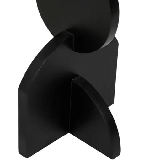 Boho Rustic Black Solid Mango Wood Sculpted Abstract Side Table