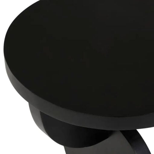 Boho Rustic Black Solid Mango Wood Sculpted Abstract Side Table
