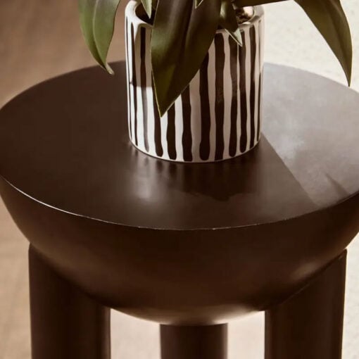 Boho Rustic Black Solid Mango Wood Sculptural Abstract Side Table