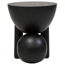Boho Rustic Black Solid Mango Wood Sculptural Ball Side Table