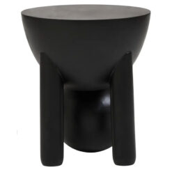 Boho Rustic Black Solid Mango Wood Sculptural Ball Side Table